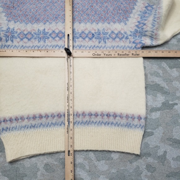 VTG Samband Of Iceland Sweater Women Large Beige Pullover Wool Fair Isles Nordic - Picture 7 of 10